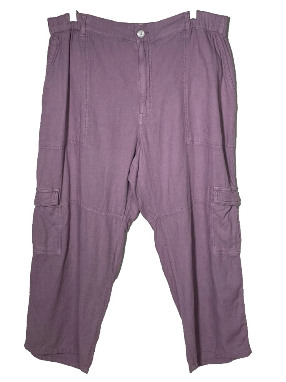Anthropologie Pilcro Slim Linen Beach Cargo Pants Purple